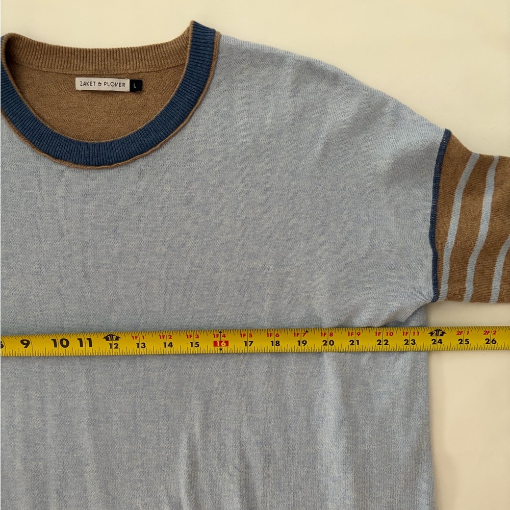 ZAKET & PLOVER Crew Neck Stripe Colorblock Cashmere Blend Sweater Womens Large - Picture 11 of 13